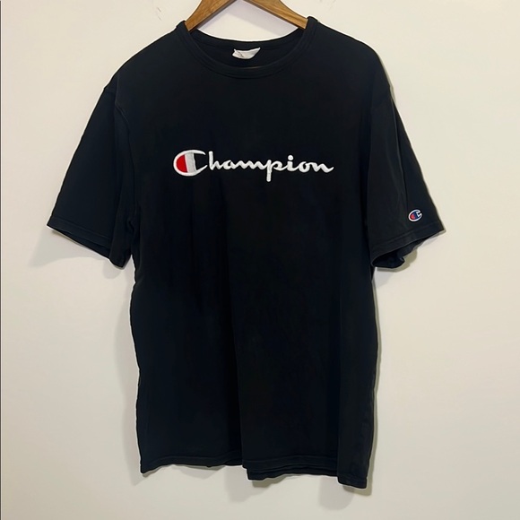 Champion Embroidered Black Short Sleeve Tee, Men’s XL - Picture 1 of 8